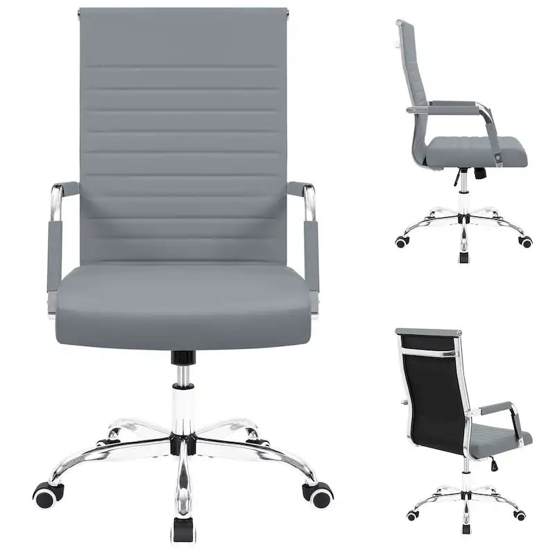 Ribbed High-Back Ergonomic Office Chair