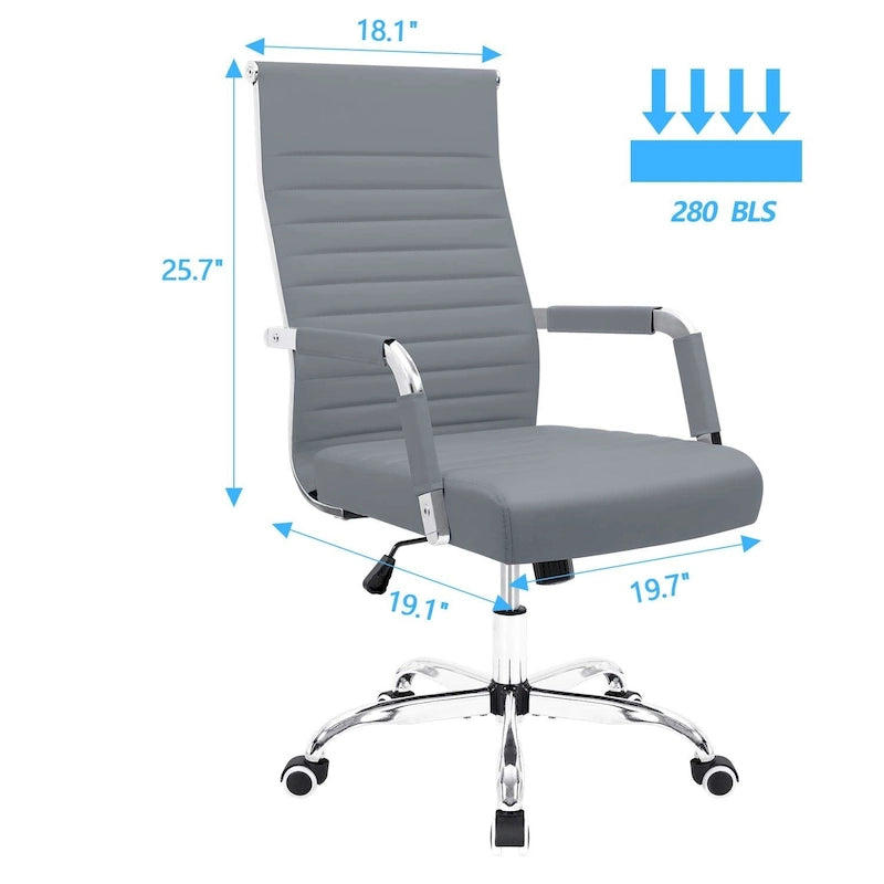 Ribbed High-Back Ergonomic Office Chair