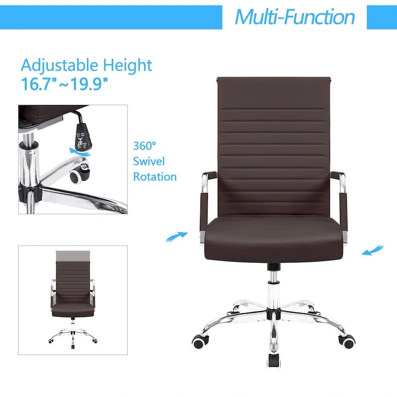 Ribbed High-Back Ergonomic Office Chair
