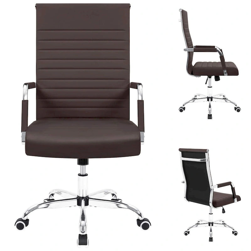 Ribbed High-Back Ergonomic Office Chair