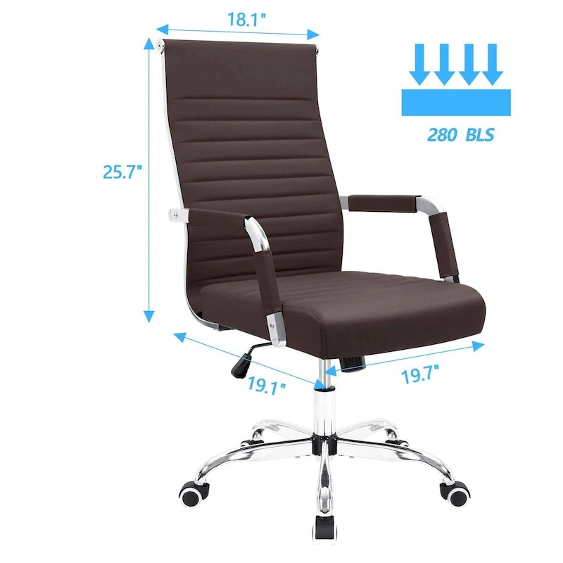 Ribbed High-Back Ergonomic Office Chair