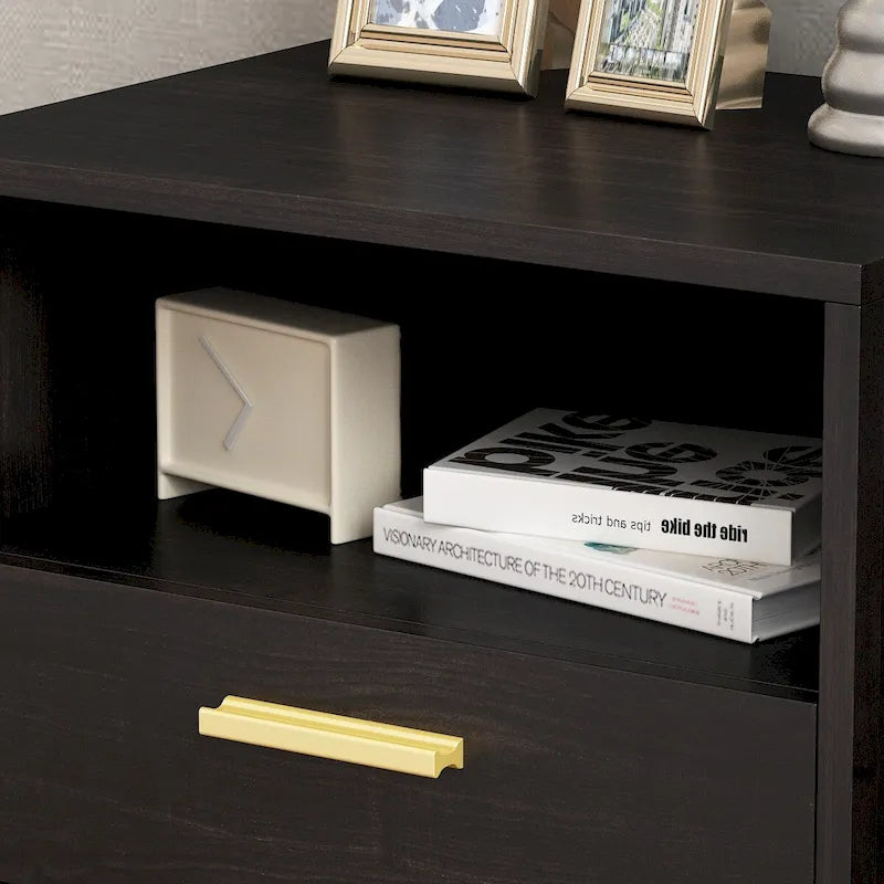 Modern 1-Drawer Nightstand with Open Shelf