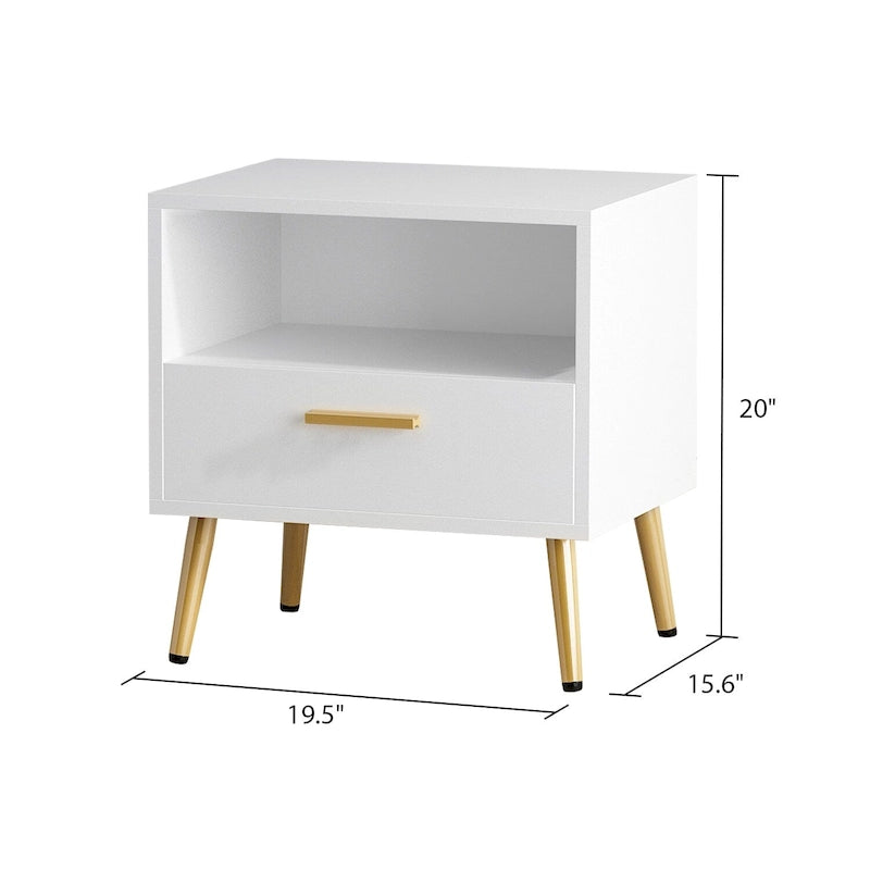 Modern 1-Drawer Nightstand with Open Shelf