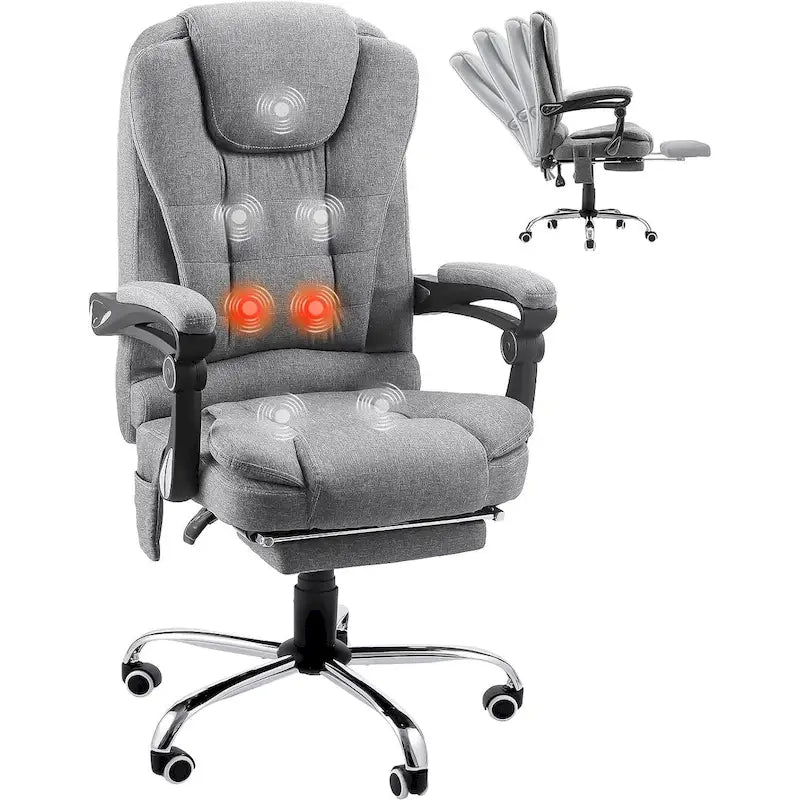 Heated Executive Office Chair with Massage, Footrest and Adjustable Height