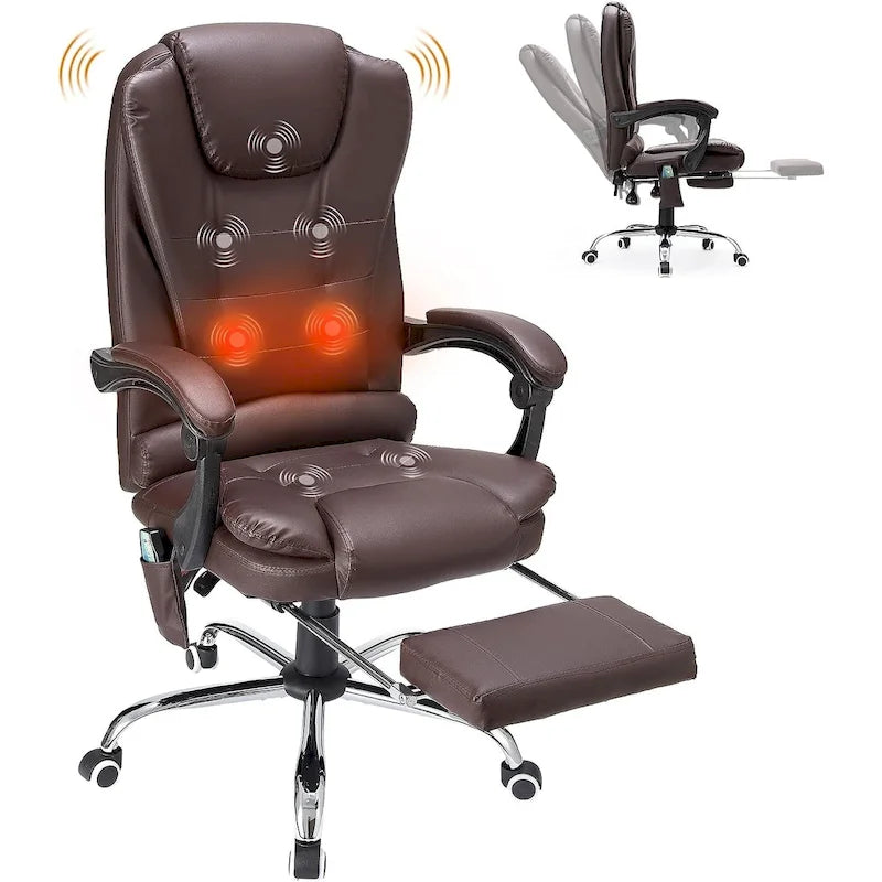 Heated Executive Office Chair with Massage, Footrest and Adjustable Height