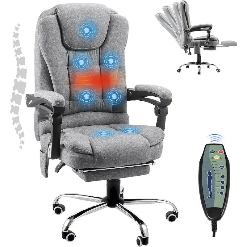 Heated Executive Office Chair with Massage, Footrest and Adjustable Height