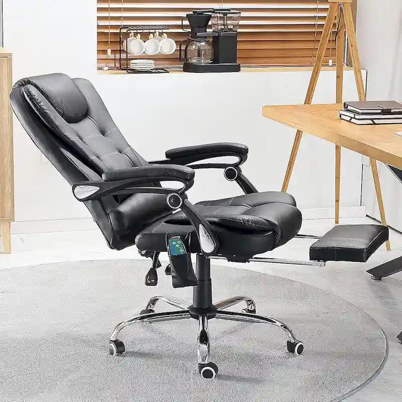 Heated Executive Office Chair with Massage, Footrest and Adjustable Height