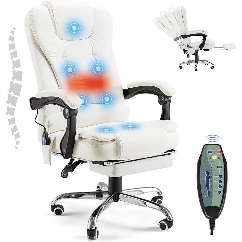 Heated Executive Office Chair with Massage, Footrest and Adjustable Height