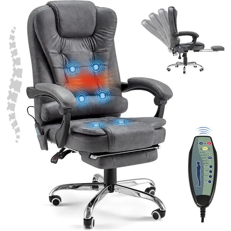 Heated Executive Office Chair with Massage, Footrest and Adjustable Height