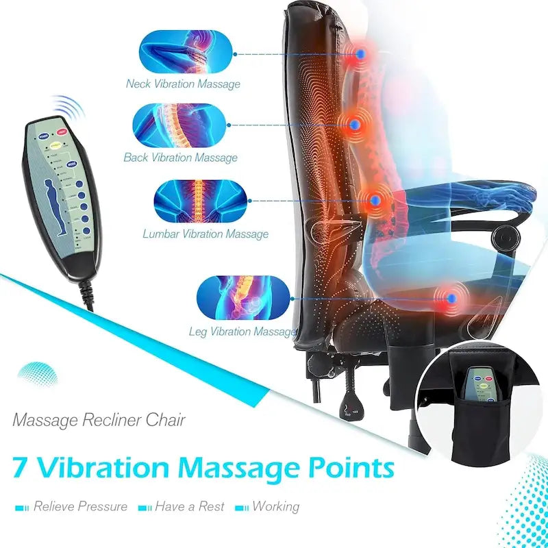 Heated Executive Office Chair with Massage, Footrest and Adjustable Height