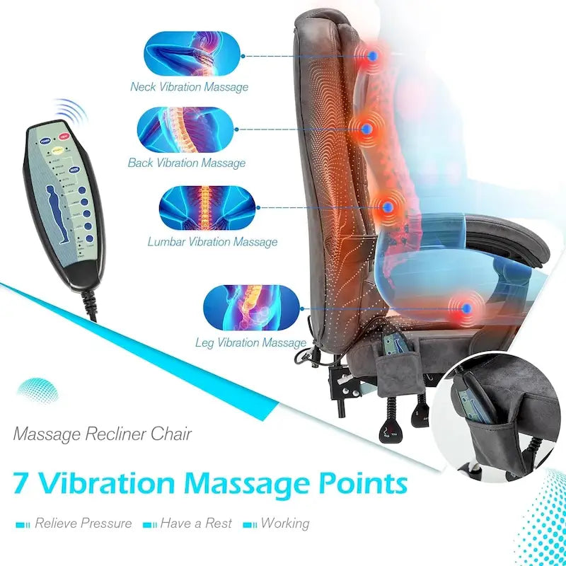 Heated Executive Office Chair with Massage, Footrest and Adjustable Height