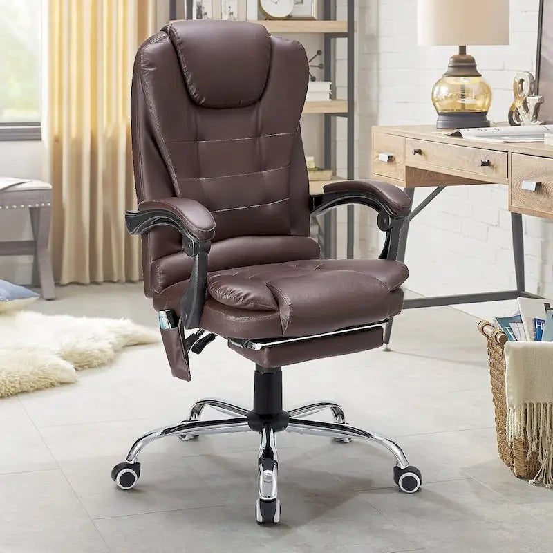 Heated Executive Office Chair with Massage, Footrest and Adjustable Height