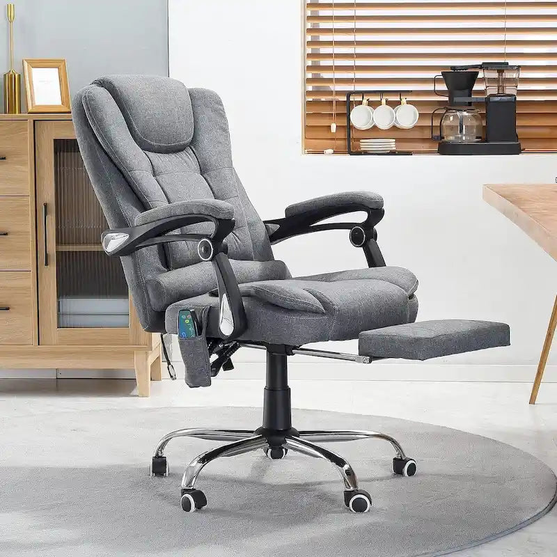 Heated Executive Office Chair with Massage, Footrest and Adjustable Height