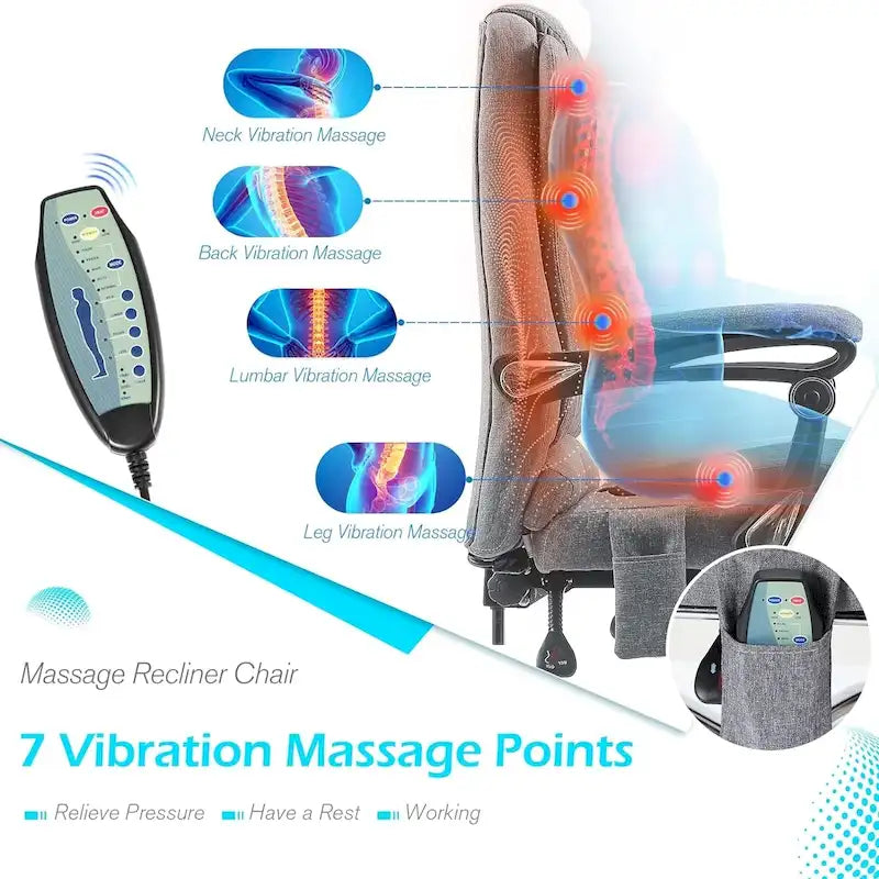 Heated Executive Office Chair with Massage, Footrest and Adjustable Height