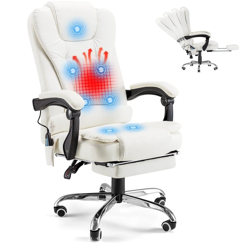 Heated Executive Office Chair with Massage, Footrest and Adjustable Height