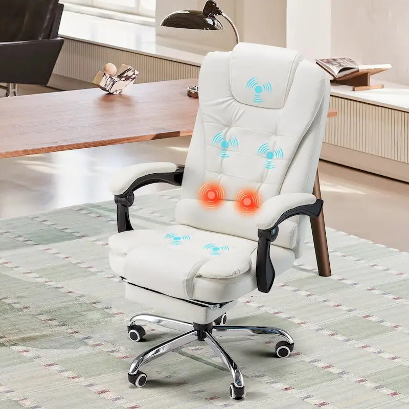Heated Executive Office Chair with Massage, Footrest and Adjustable Height