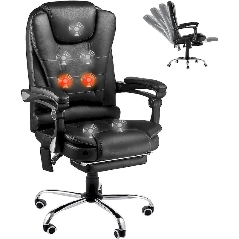 Heated Executive Office Chair with Massage, Footrest and Adjustable Height
