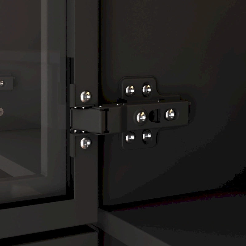 47.2 Wide Armoire LED Light All Glass Door Closet Cabinet Wardrobe