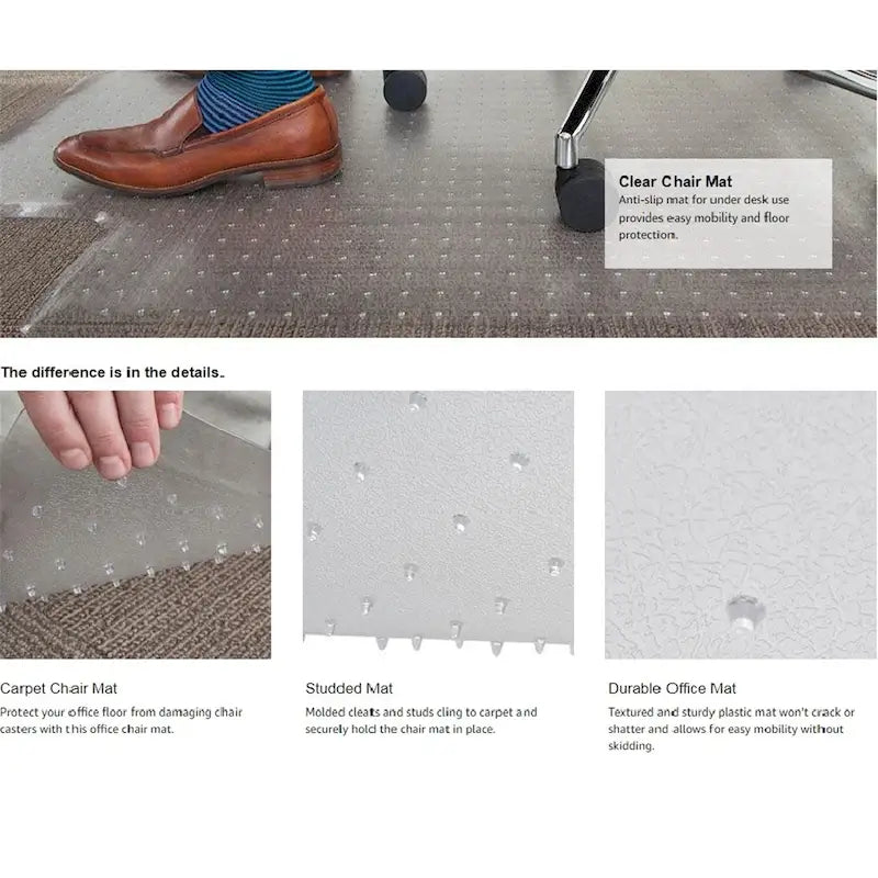 Clear Chair Mat for Hard Floors, 48" x 36"
