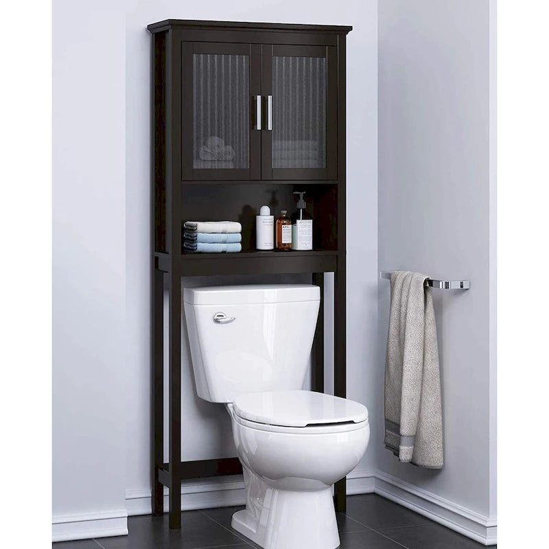 Over-the-Toilet Storage Cabinet with Glass Doors