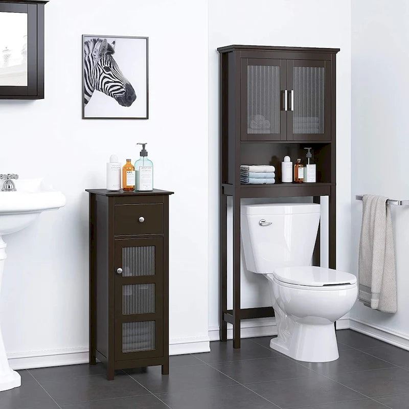 Over-the-Toilet Storage Cabinet with Glass Doors