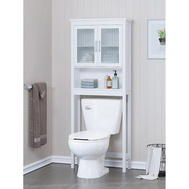 Over-the-Toilet Storage Cabinet with Glass Doors