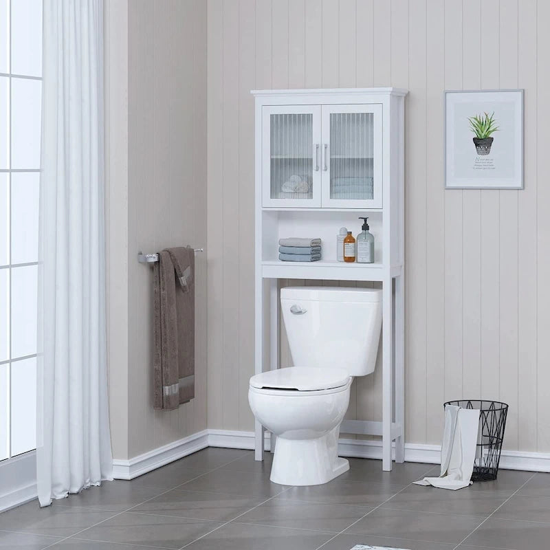 Over-the-Toilet Storage Cabinet with Glass Doors