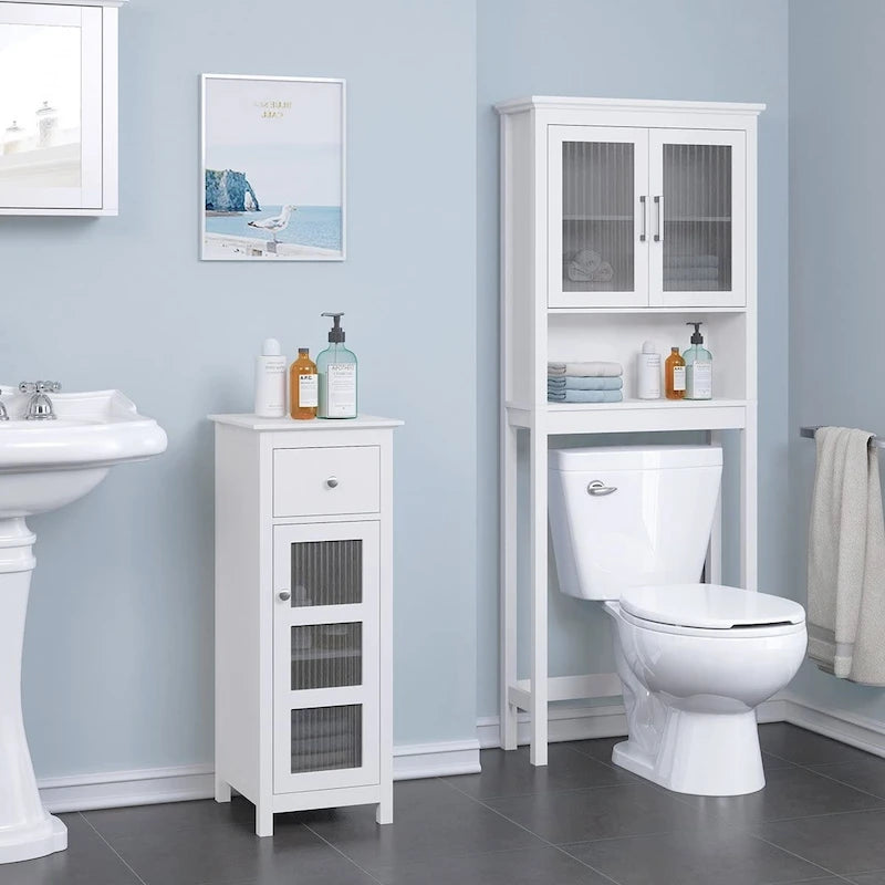 Over-the-Toilet Storage Cabinet with Glass Doors