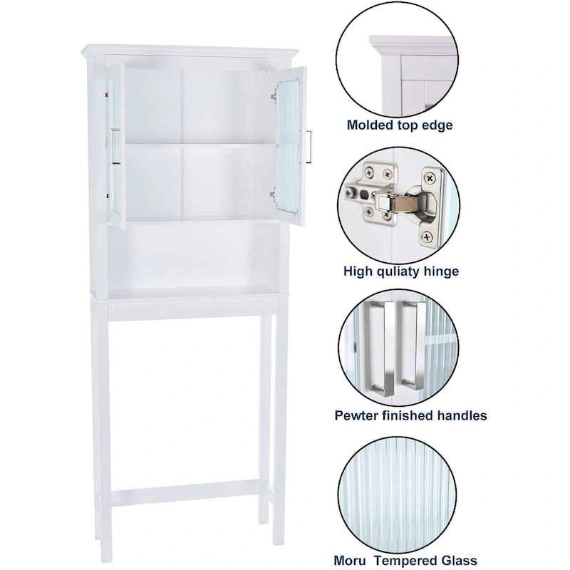 Over-the-Toilet Storage Cabinet with Glass Doors