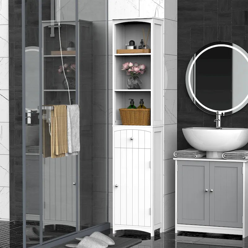67-Inch Tall Freestanding Bathroom Storage Cabinet with 3-Tier Shelf