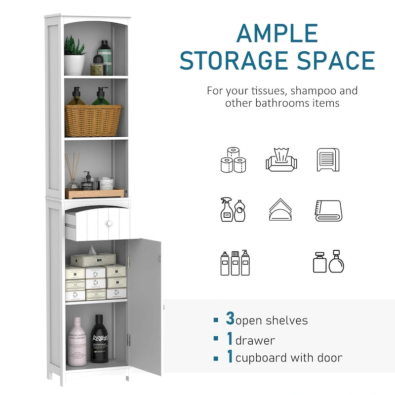 67-Inch Tall Freestanding Bathroom Storage Cabinet with 3-Tier Shelf