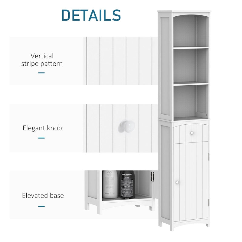 67-Inch Tall Freestanding Bathroom Storage Cabinet with 3-Tier Shelf