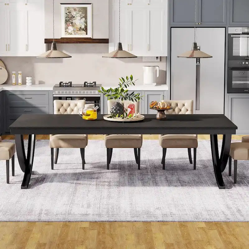 Rectangular Dining Table for 6-8 People, 78 inch Large Wood Kitchen Tables Farmhouse