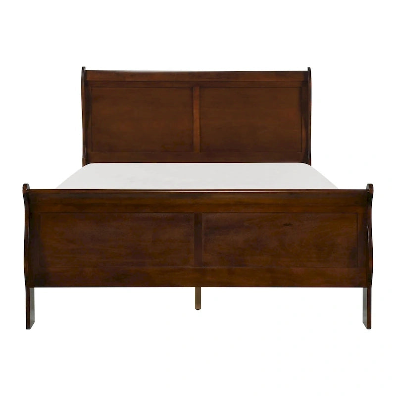 Traditional Queen Sleigh Bed with Cherry Wood Finish