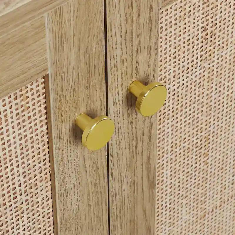 Mid-Century Modern 2-Door Rattan Buffet Sideboard with 3 Drawers
