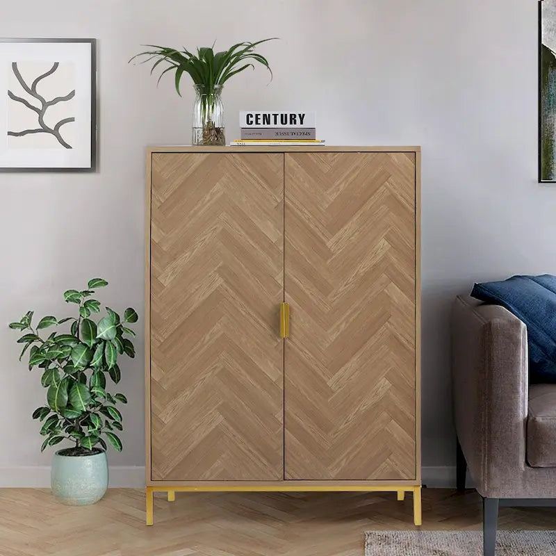 Modern 2-Door Wood Buffet Sideboard with Adjustable Shelves