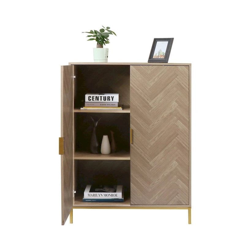 Modern 2-Door Wood Buffet Sideboard with Adjustable Shelves