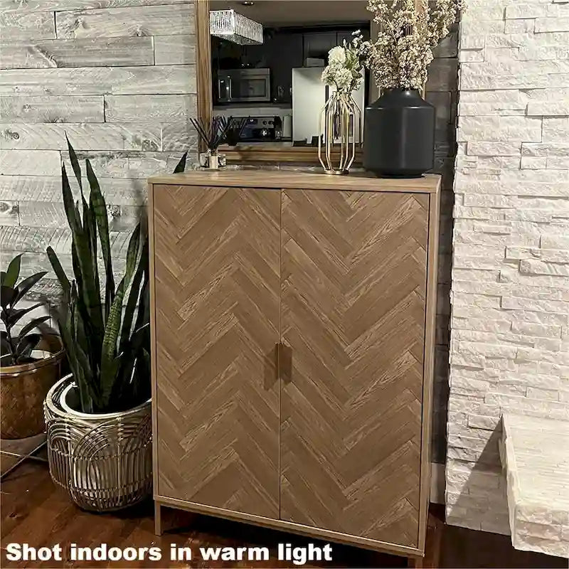 Modern 2-Door Wood Buffet Sideboard with Adjustable Shelves