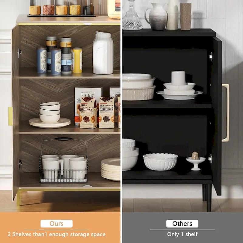 Modern 2-Door Wood Buffet Sideboard with Adjustable Shelves