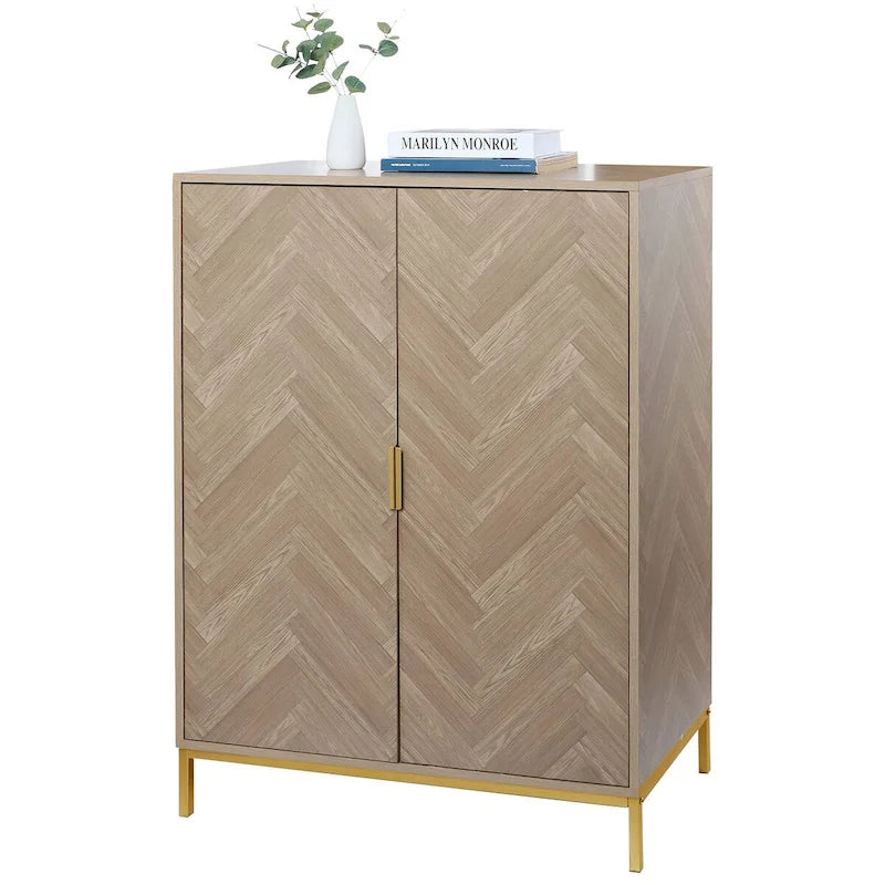 Modern 2-Door Wood Buffet Sideboard with Adjustable Shelves