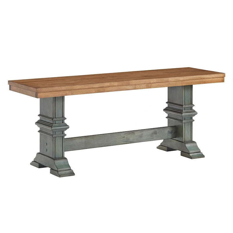 Eleanor Two-Tone Trestle Leg Wood Dining Bench