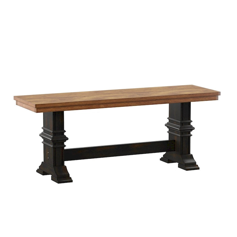Eleanor Two-Tone Trestle Leg Wood Dining Bench