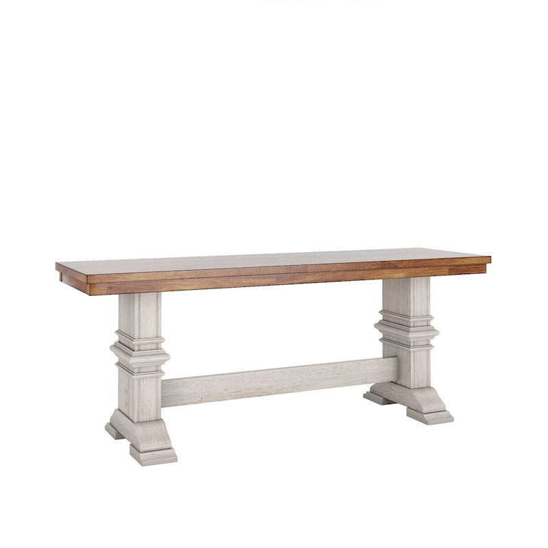 Eleanor Two-Tone Trestle Leg Wood Dining Bench