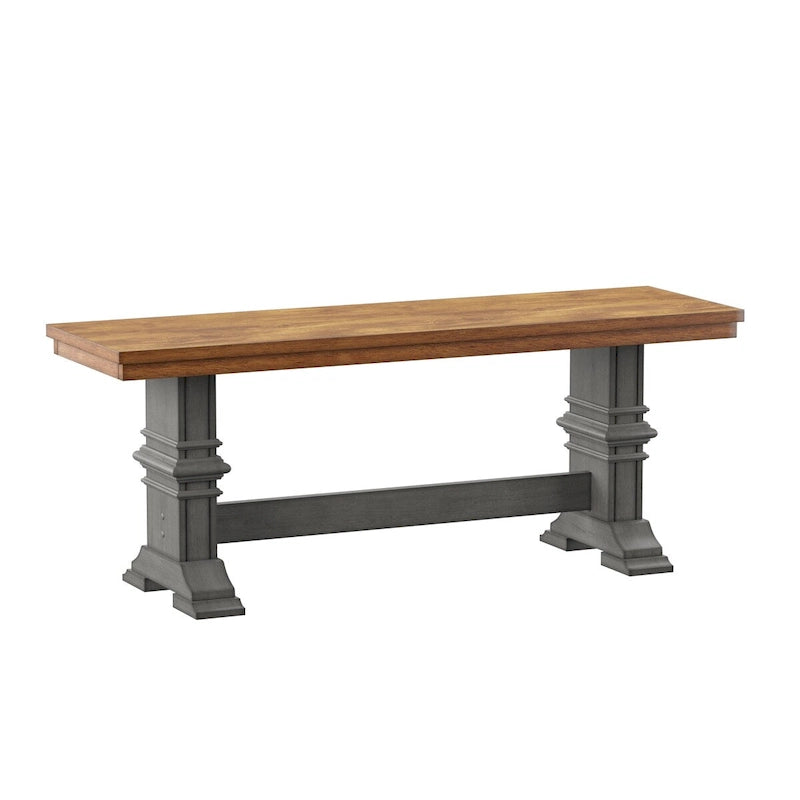 Eleanor Two-Tone Trestle Leg Wood Dining Bench