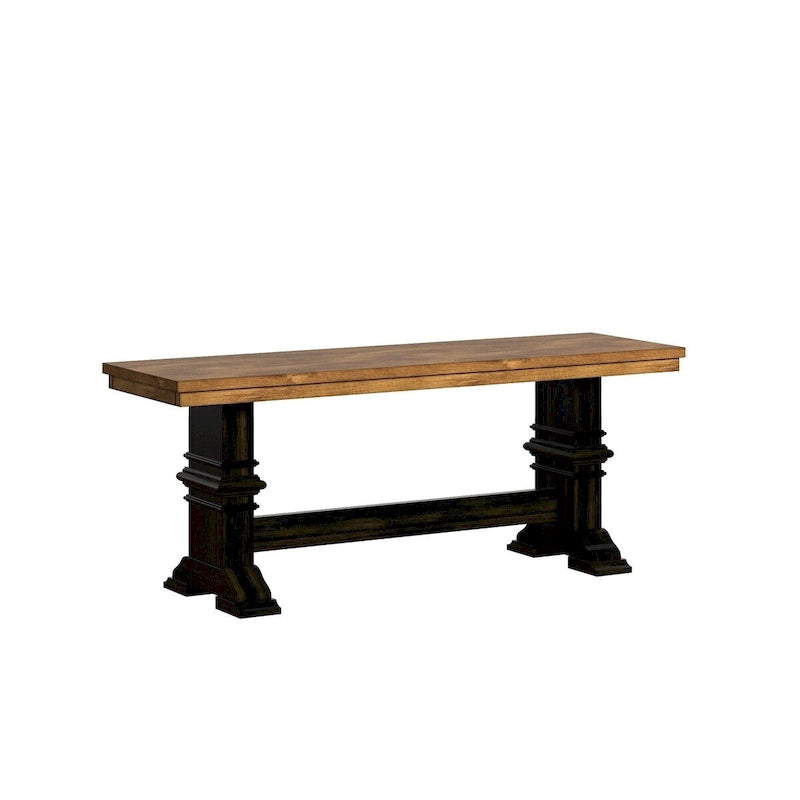 Eleanor Two-Tone Trestle Leg Wood Dining Bench