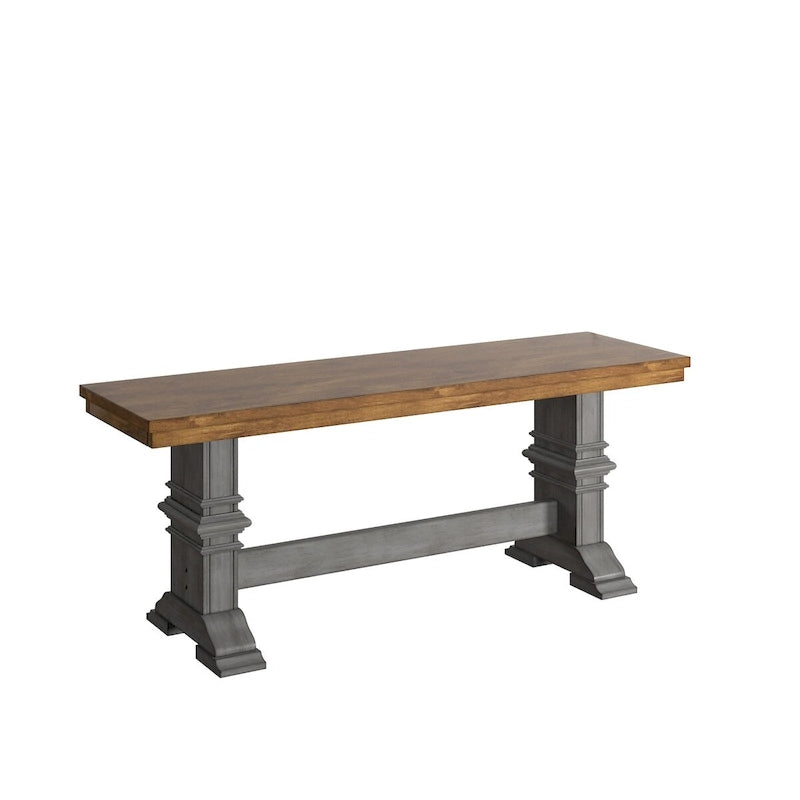 Eleanor Two-Tone Trestle Leg Wood Dining Bench