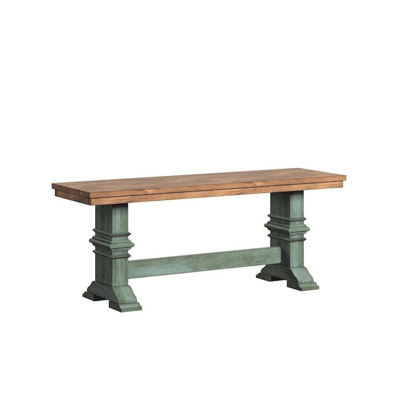 Eleanor Two-Tone Trestle Leg Wood Dining Bench