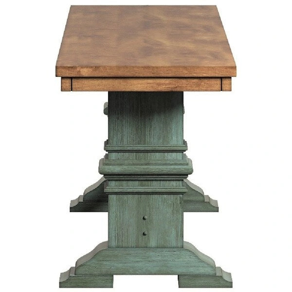 Eleanor Two-Tone Trestle Leg Wood Dining Bench