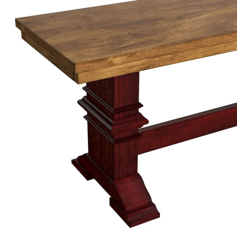Eleanor Two-Tone Trestle Leg Wood Dining Bench