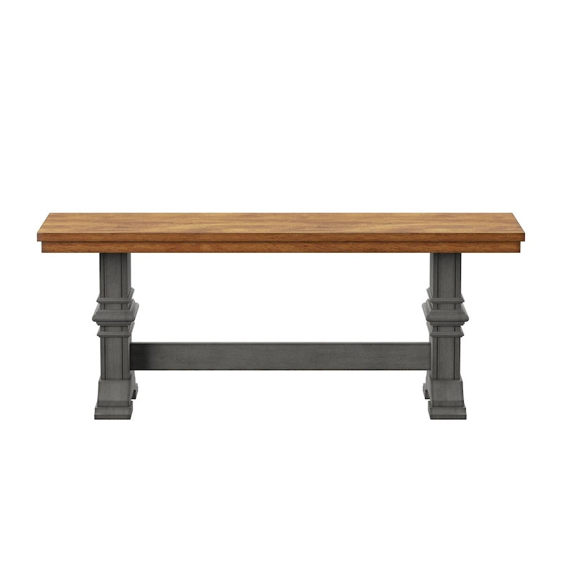 Eleanor Two-Tone Trestle Leg Wood Dining Bench